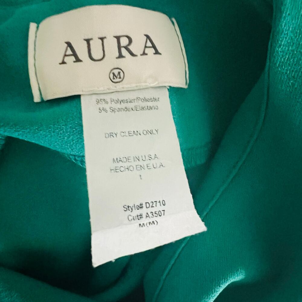 Aura Short Sleeve Crew Neck Sheath Dress Size M Medium Green - Picture 4 of 6
